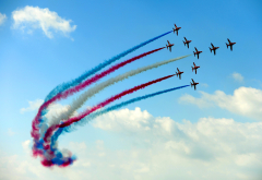 Red Arrows flypast at Dunsfold Park to celebrate 50 years of the Hawk